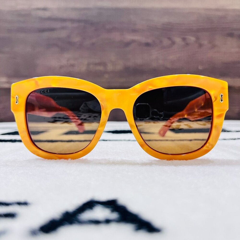 GUCCI AUTHENTIC 1110 Yellow Pearl Chunky Bio Based Bold Sunglasses GG1110S 004 - Picture 2 of 8
